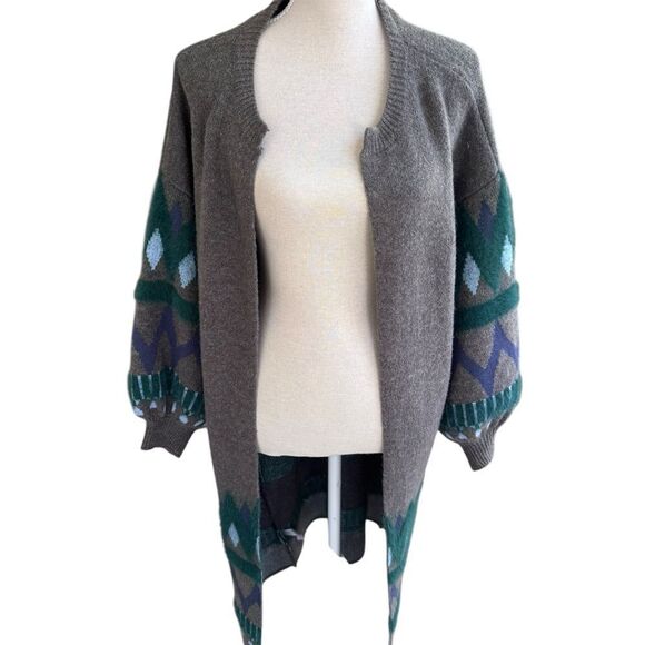 Anthropologie Kai Balloon Sleeve Grey Cardigan One Size - Picture 2 of 7